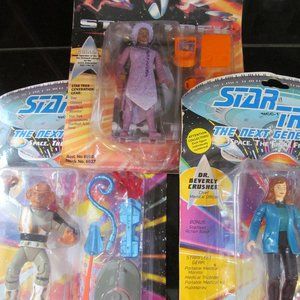 Star Trek The Next Generation Lot of 3 Figures Playmates Crusher Ferengi Guinan